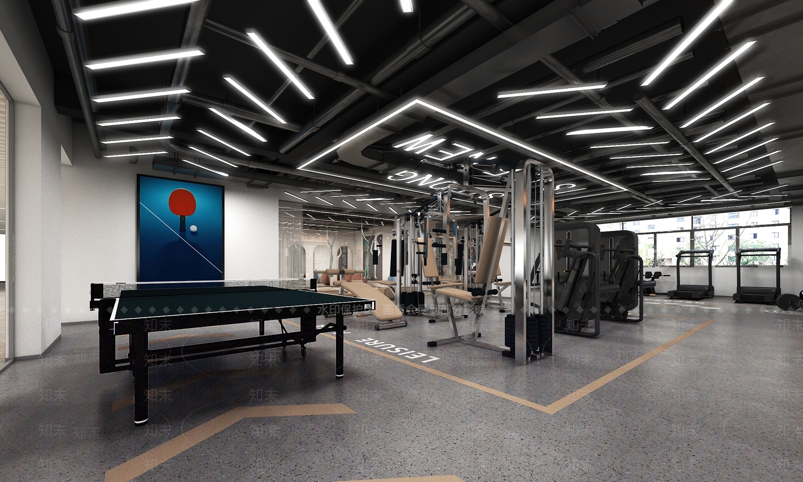 工业风健身房3D模型下载【ID:1134205882】