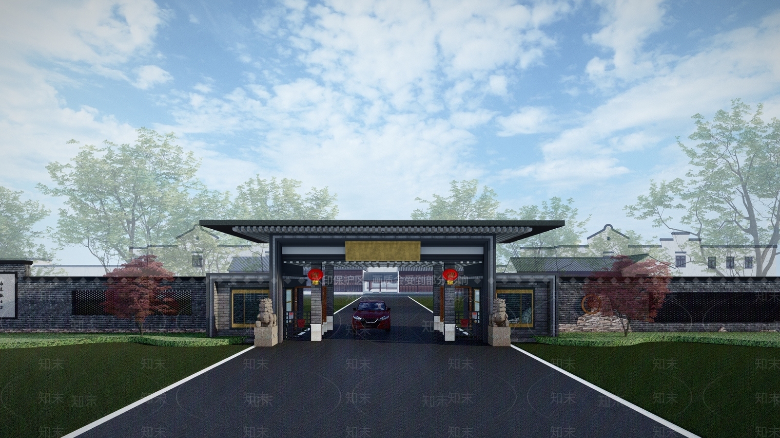 中式庭院门SU模型下载【ID:1134213473】