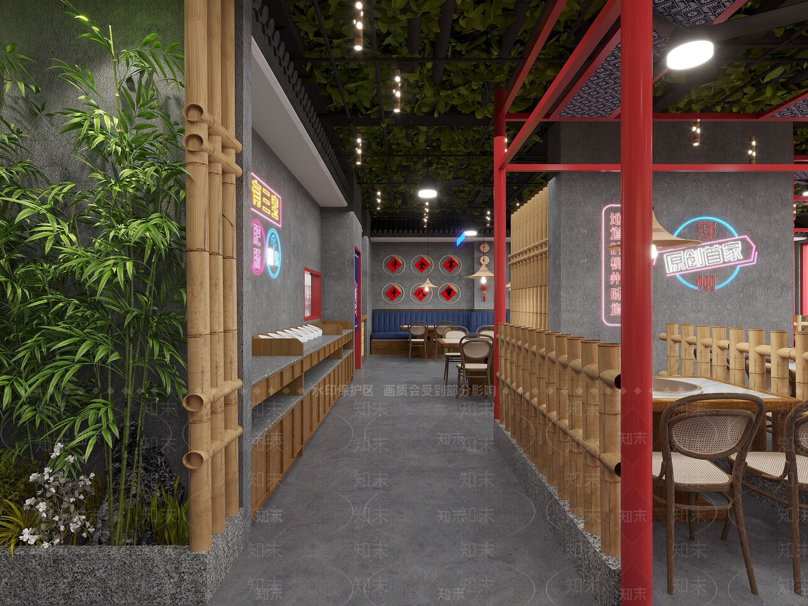 新中式火锅店3D模型下载【ID:1134214302】