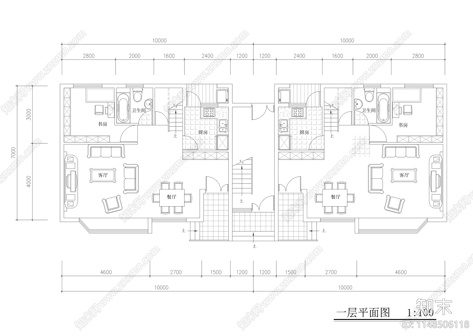 两套多层复式建筑cad施工图下载【ID:1148506118】