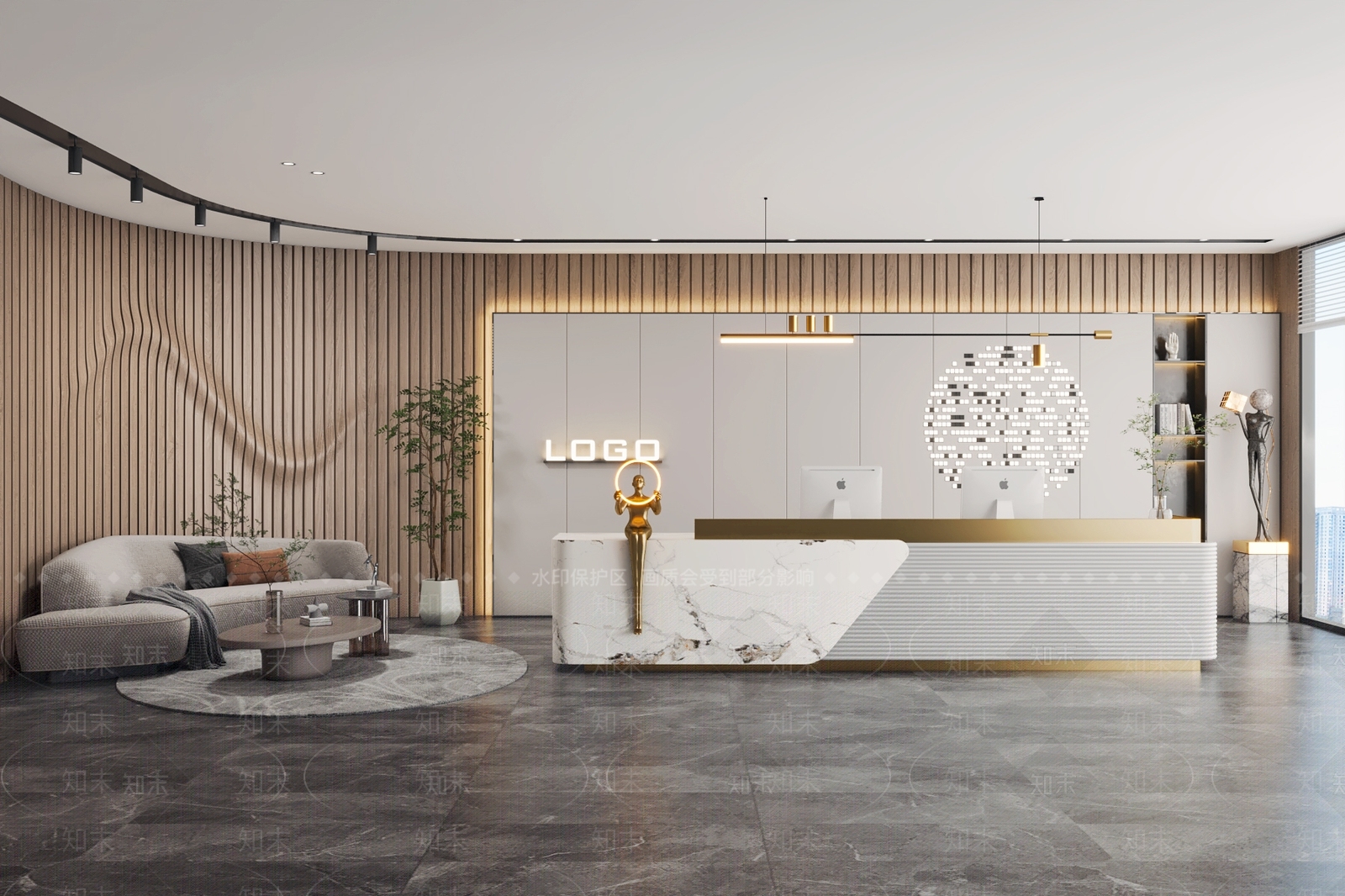 现代办公室前台3D模型下载【ID:1134219769】