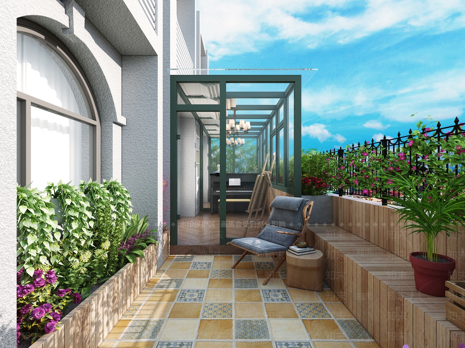 现代家居阳台3D模型下载【ID:1134226184】
