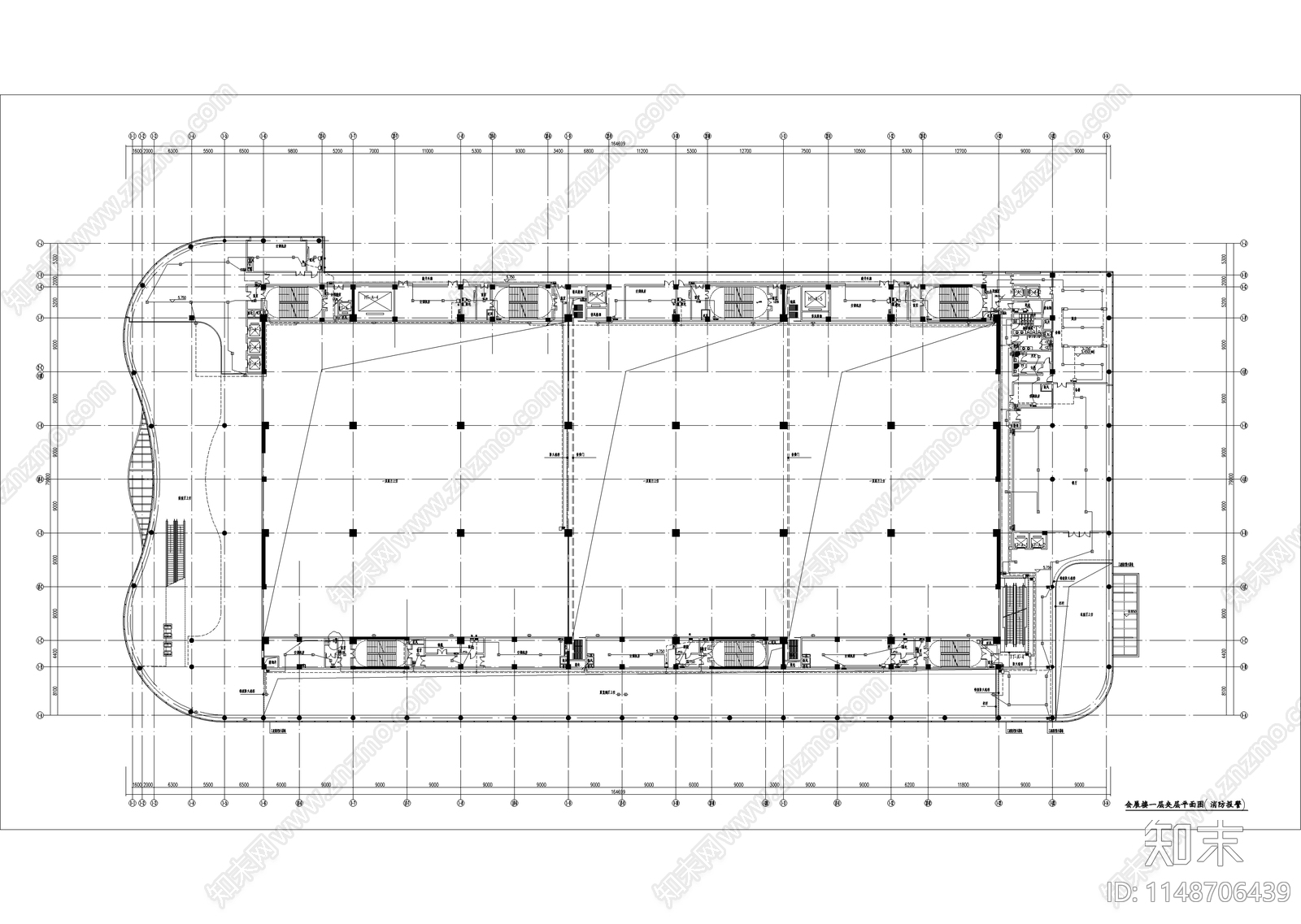 会展中心消防建筑总平图cad施工图下载【ID:1148706439】