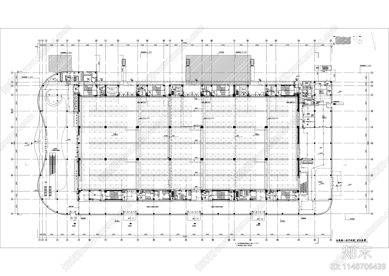 会展中心消防建筑总平图cad施工图下载【ID:1148706439】
