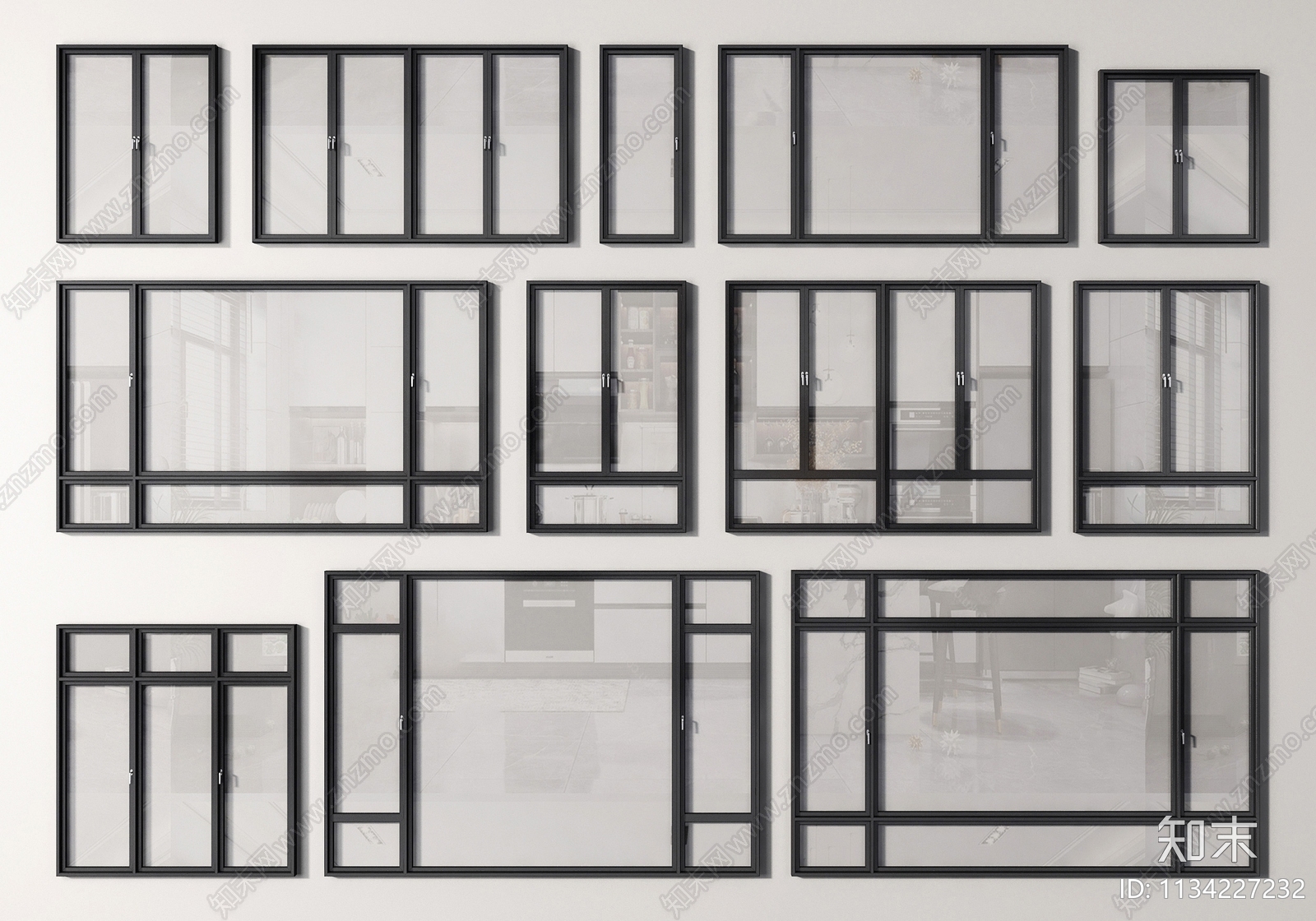 现代窗户3D模型下载【ID:1134227232】