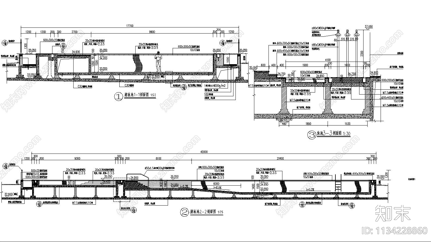 泳池详图施工图下载【ID:1134228860】