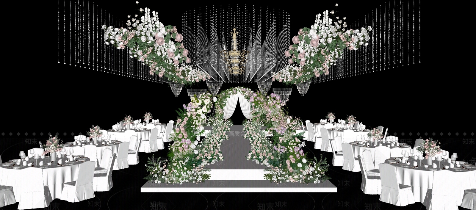 现代酒店宴会厅SU模型下载【ID:1134230653】