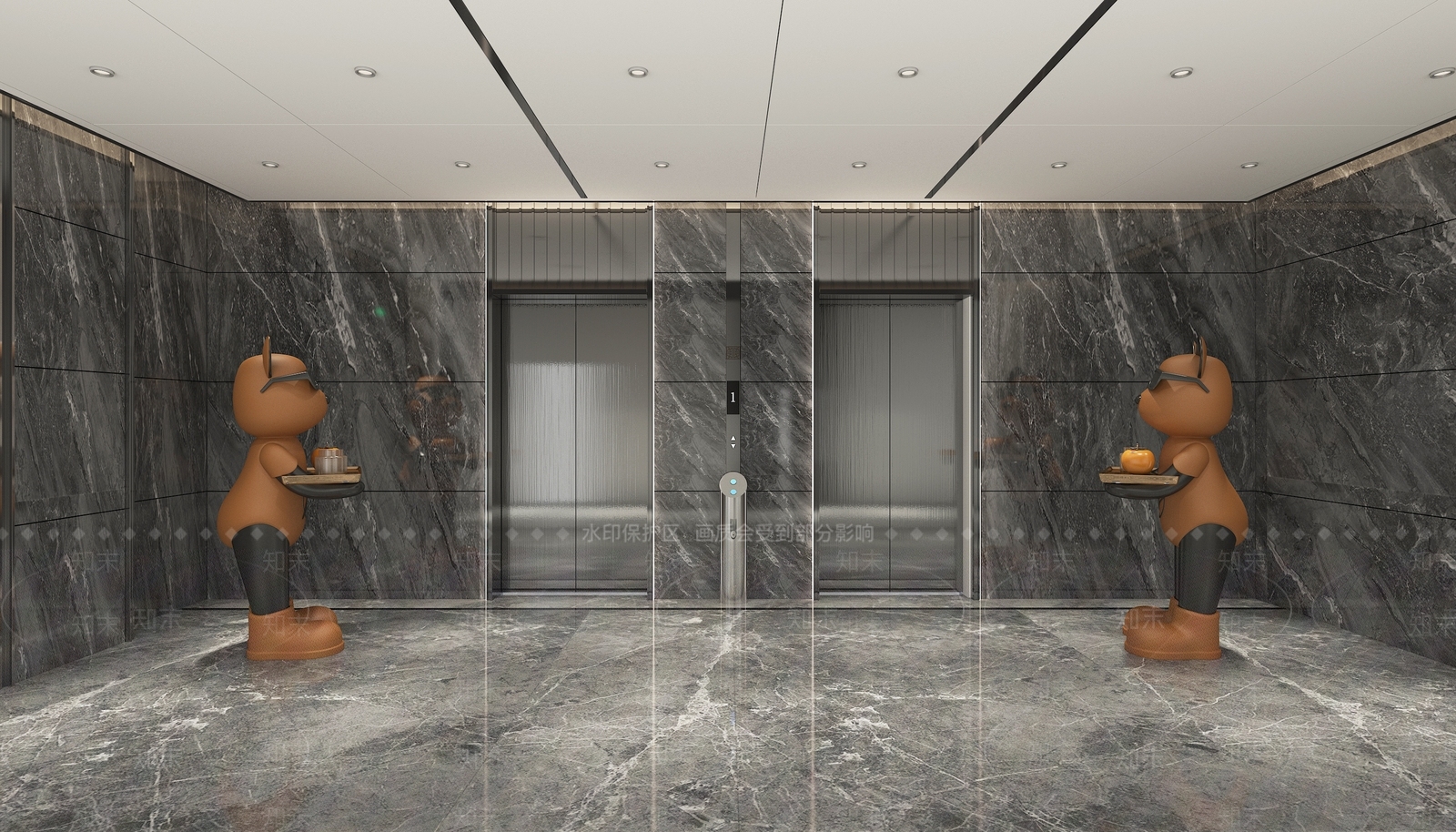 现代电梯厅3D模型下载【ID:1134233738】