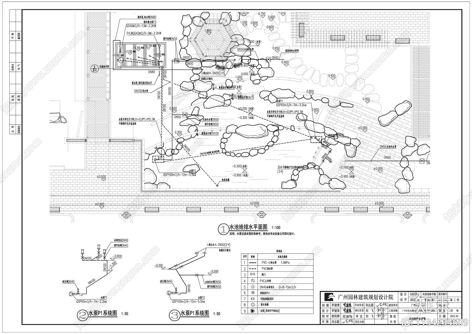 景观公园给排水施工图下载【ID:1134234609】