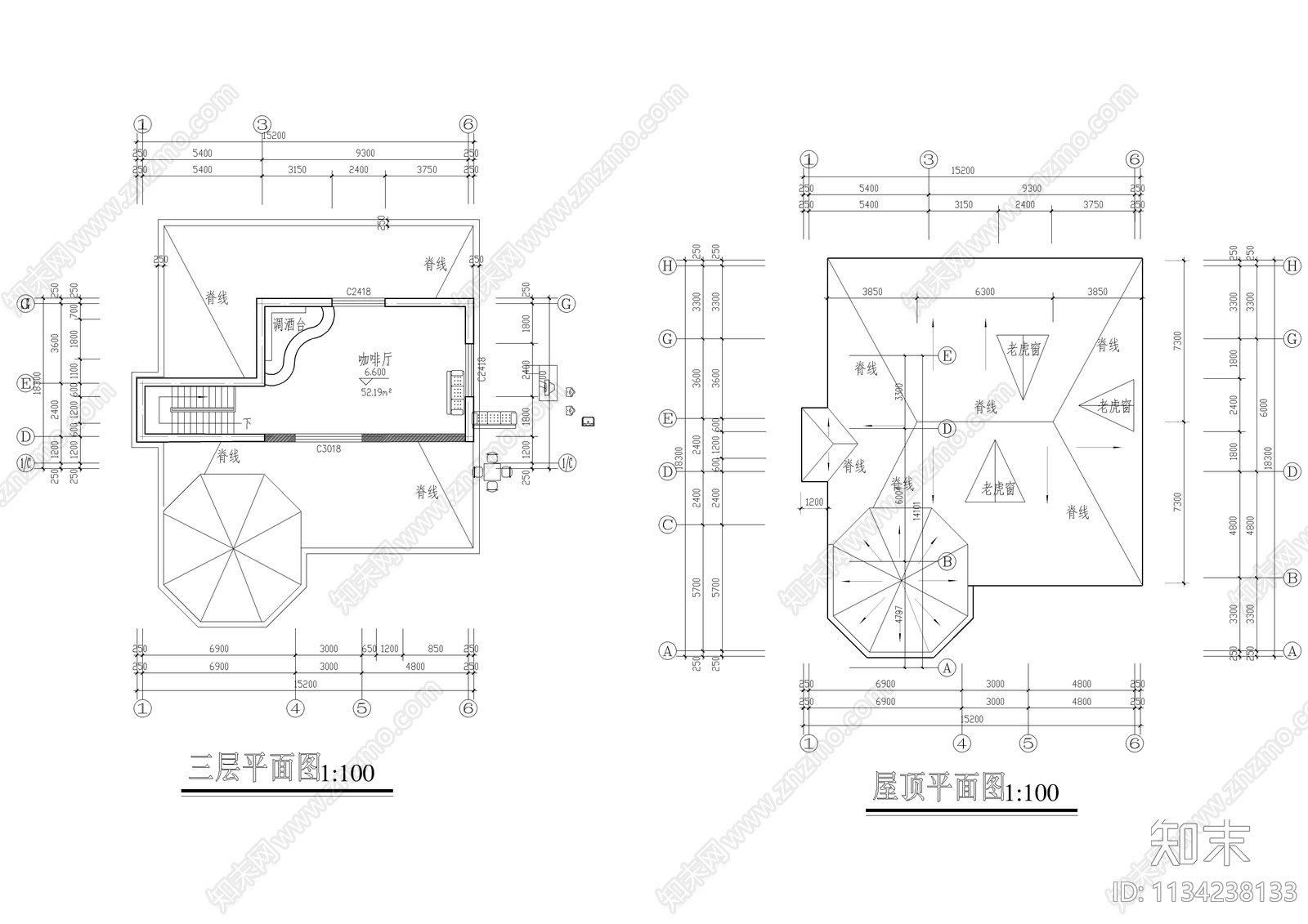 高级会所建筑cad施工图下载【ID:1134238133】