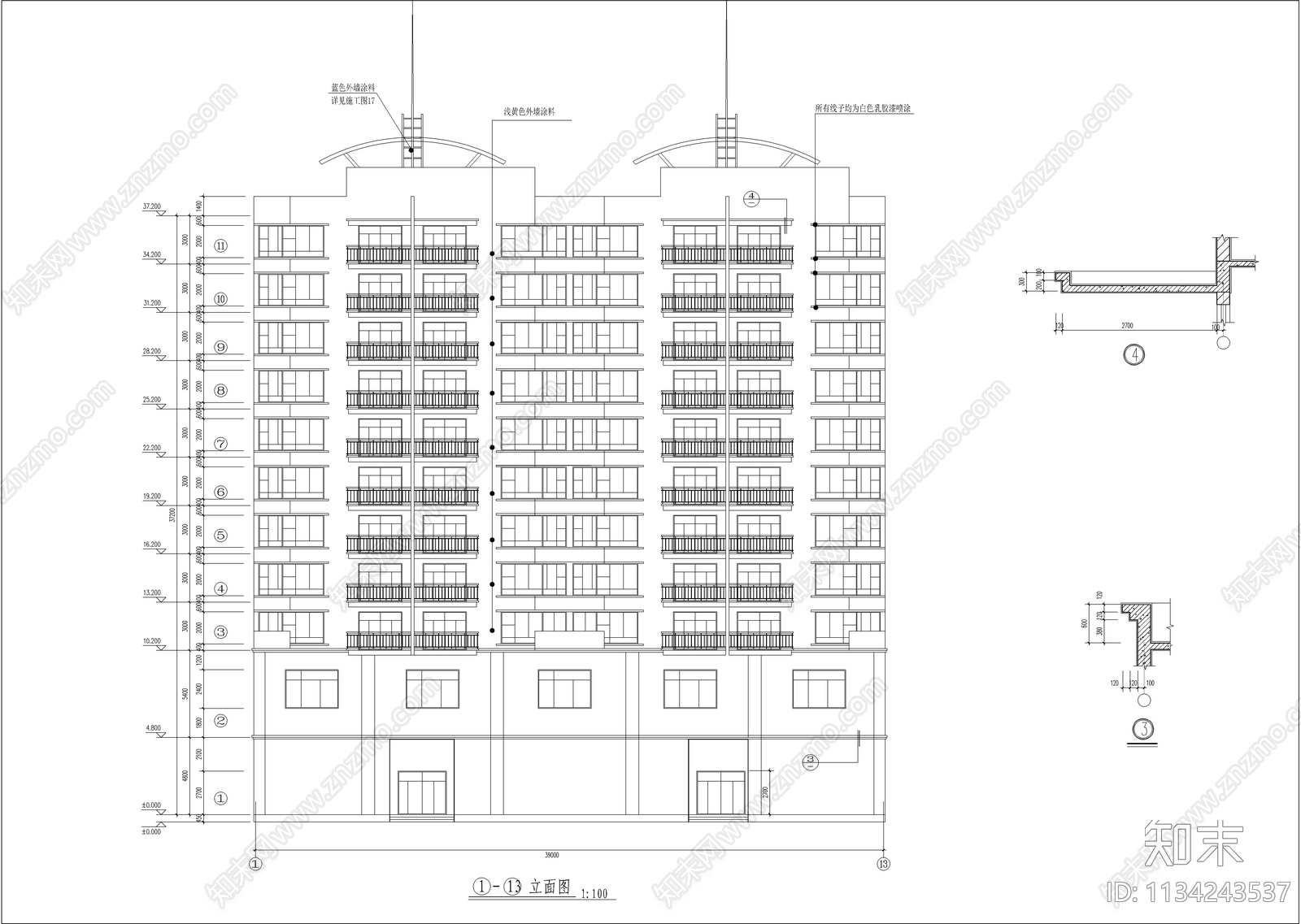 小高层住宅建筑cad施工图下载【ID:1134243537】