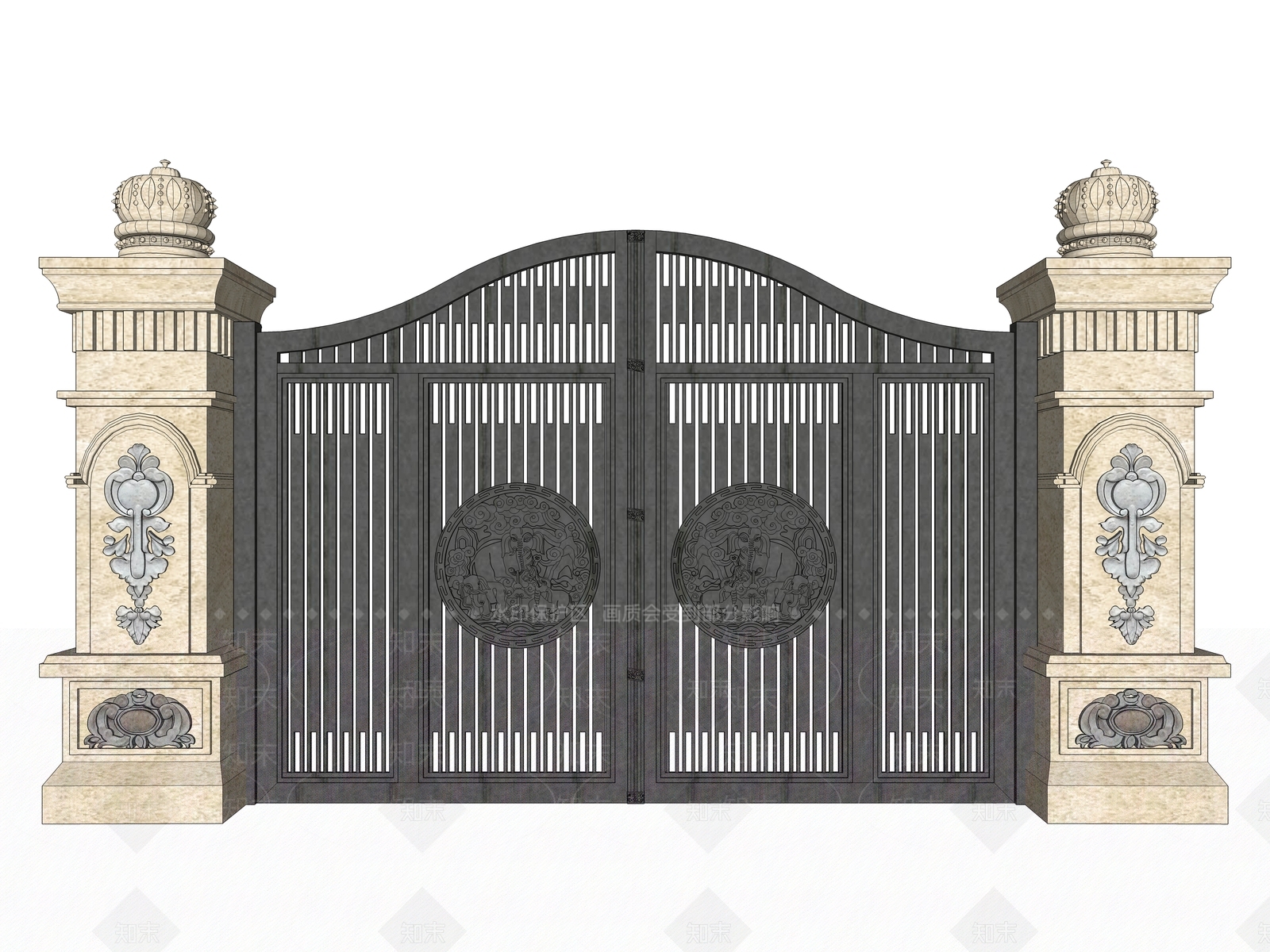 欧式庭院铝合金大门SU模型下载【ID:1134244129】