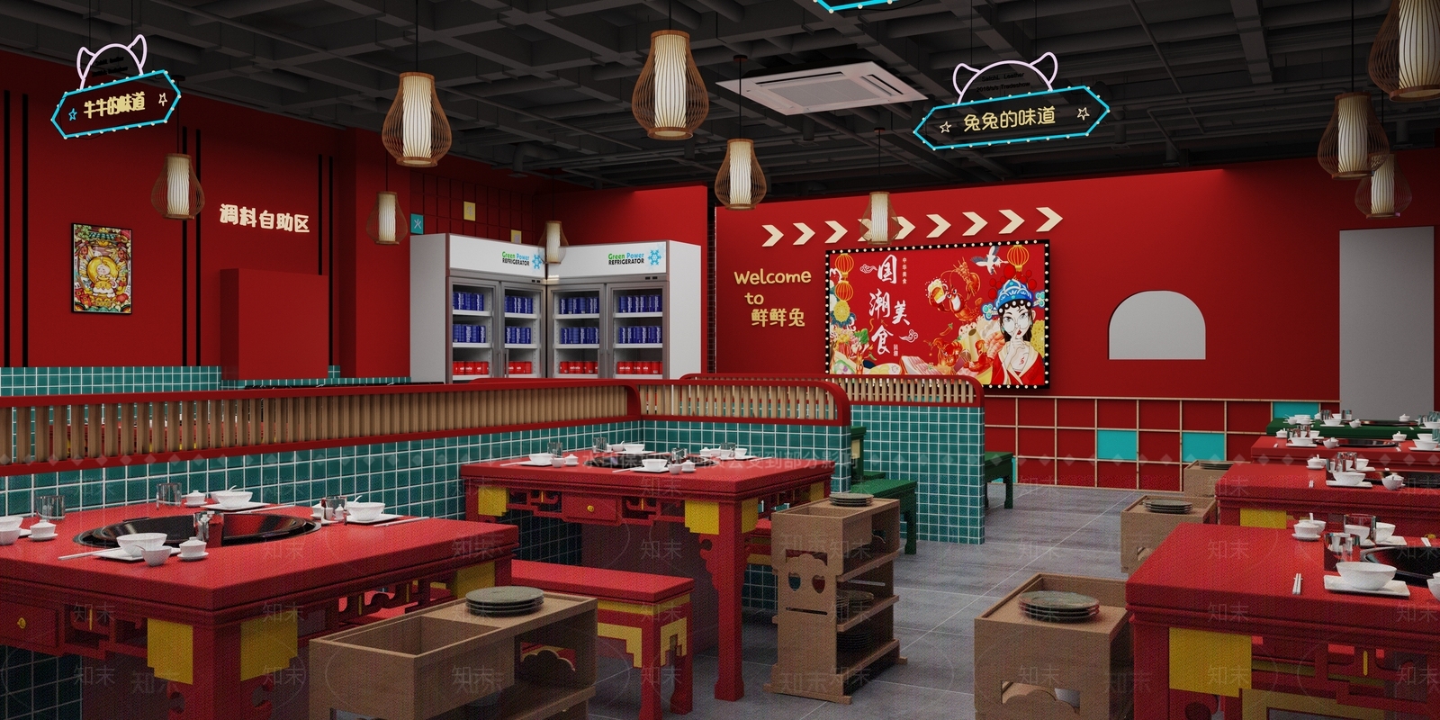 新中式火锅店3D模型下载【ID:1134245373】