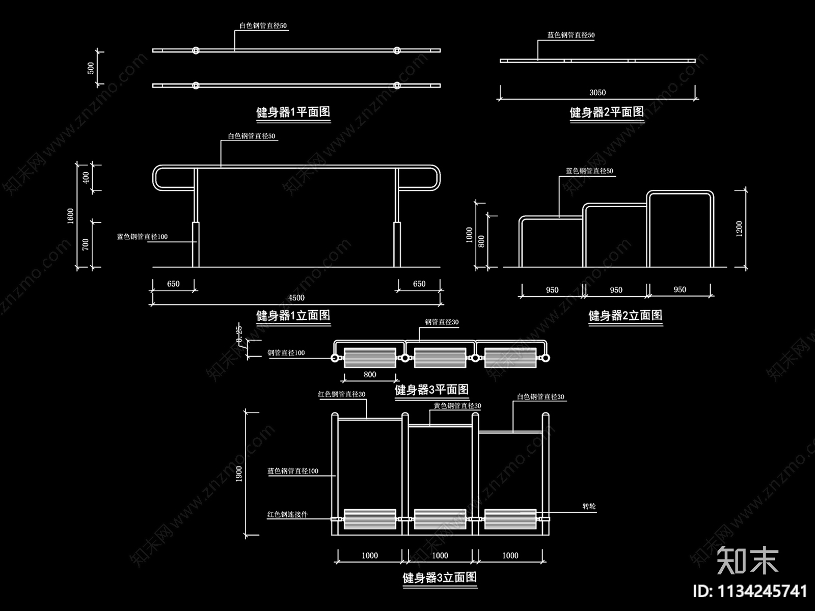 体育健身器材施工图下载【ID:1134245741】