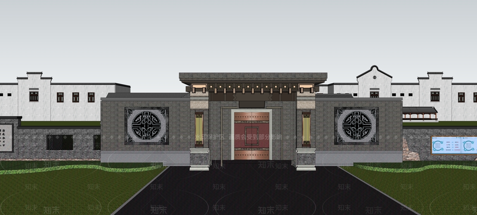 中式庭院门SU模型下载【ID:1134246582】