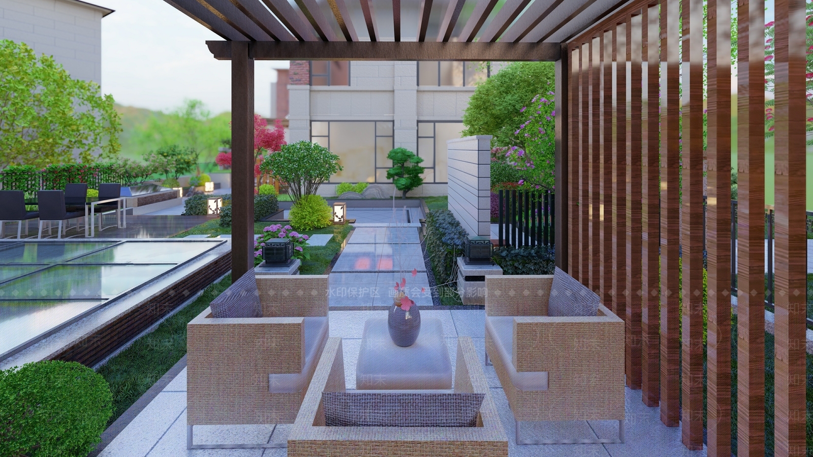 现代屋顶花园SU模型下载【ID:1134247508】
