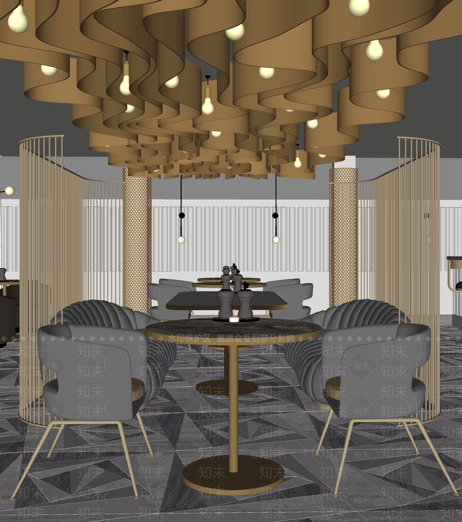 现代西餐厅SU模型下载【ID:1134251821】