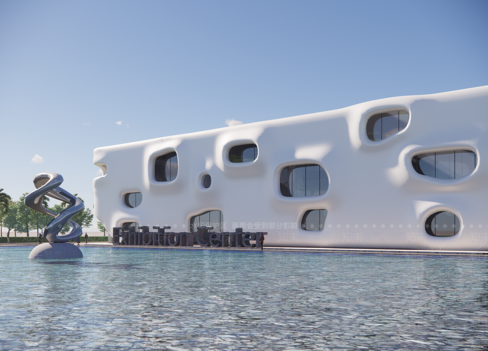 现代展览馆建筑SU模型下载【ID:1134458569】