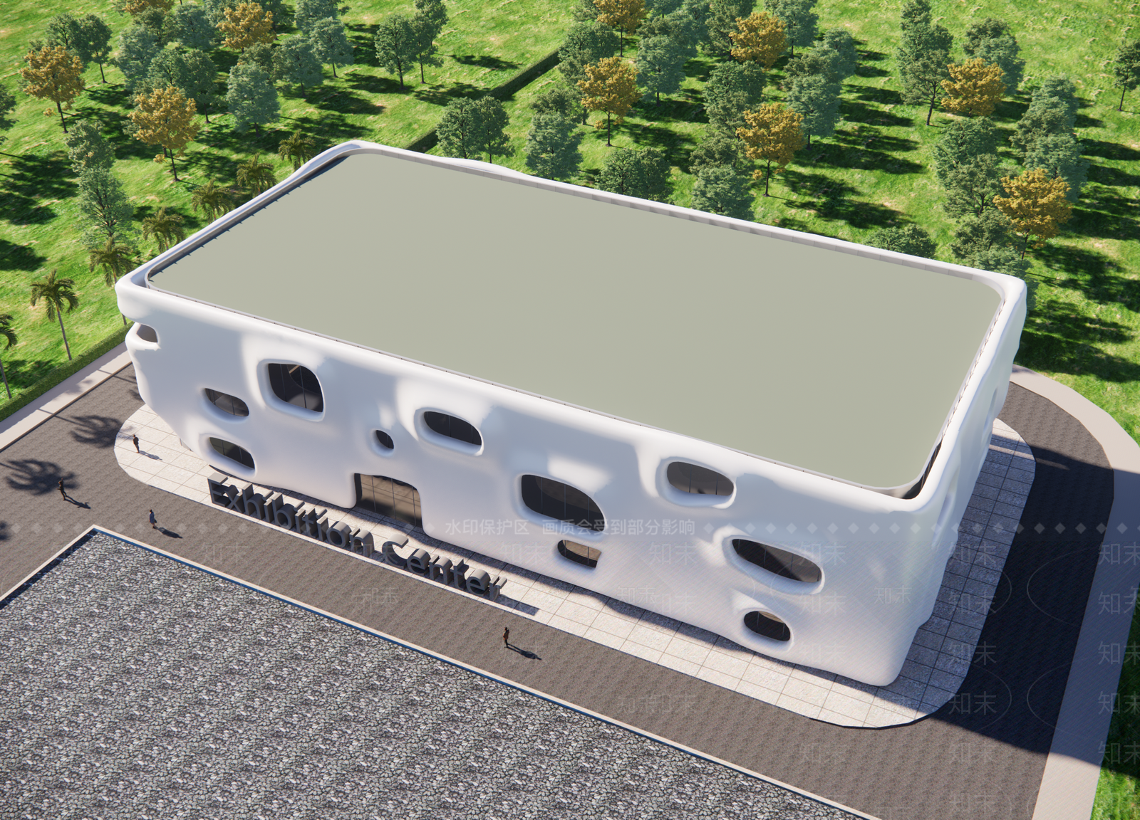 现代展览馆建筑SU模型下载【ID:1134458569】