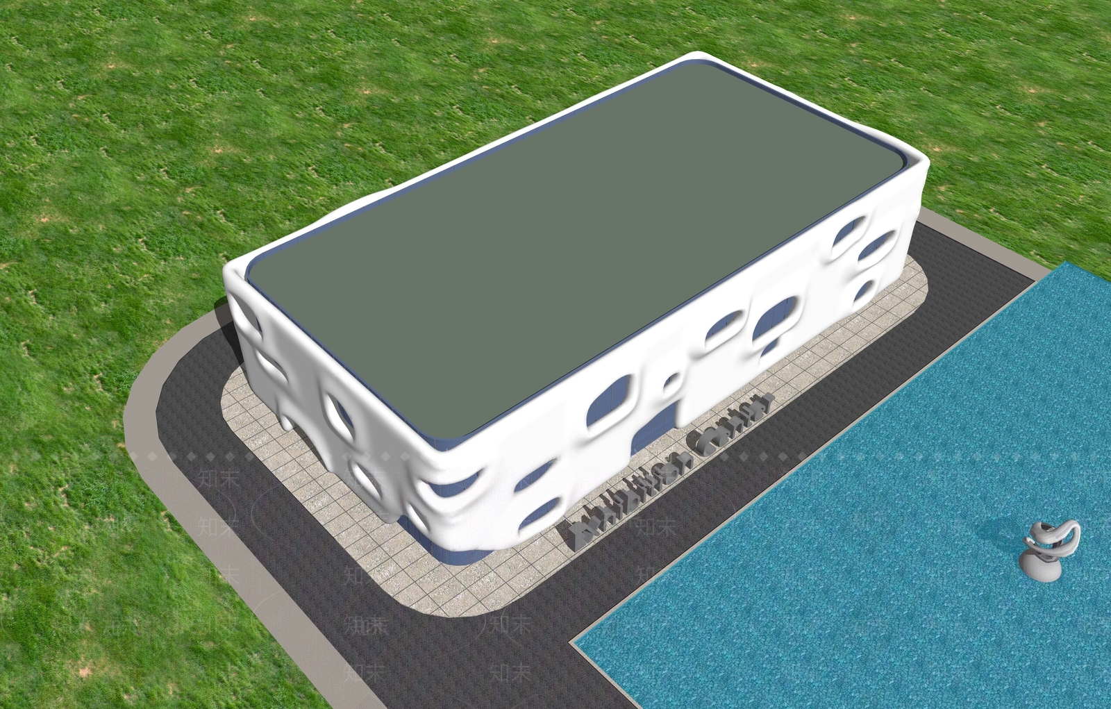 现代展览馆建筑SU模型下载【ID:1134458569】