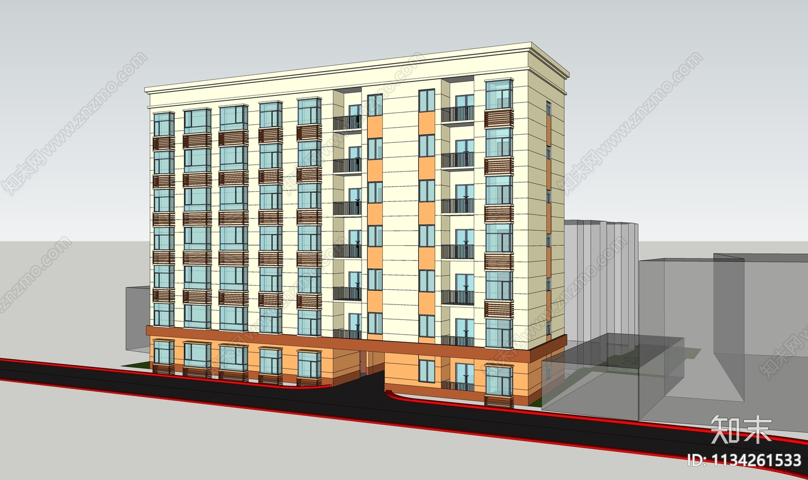 现代多层住宅SU模型下载【ID:1134261533】
