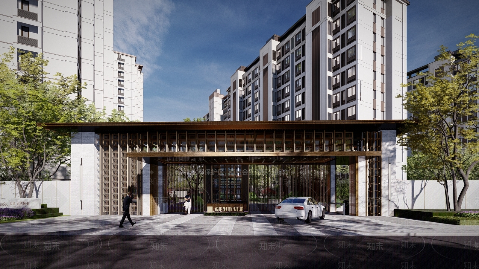现代居住大区入口大门SU模型下载【ID:1134261526】