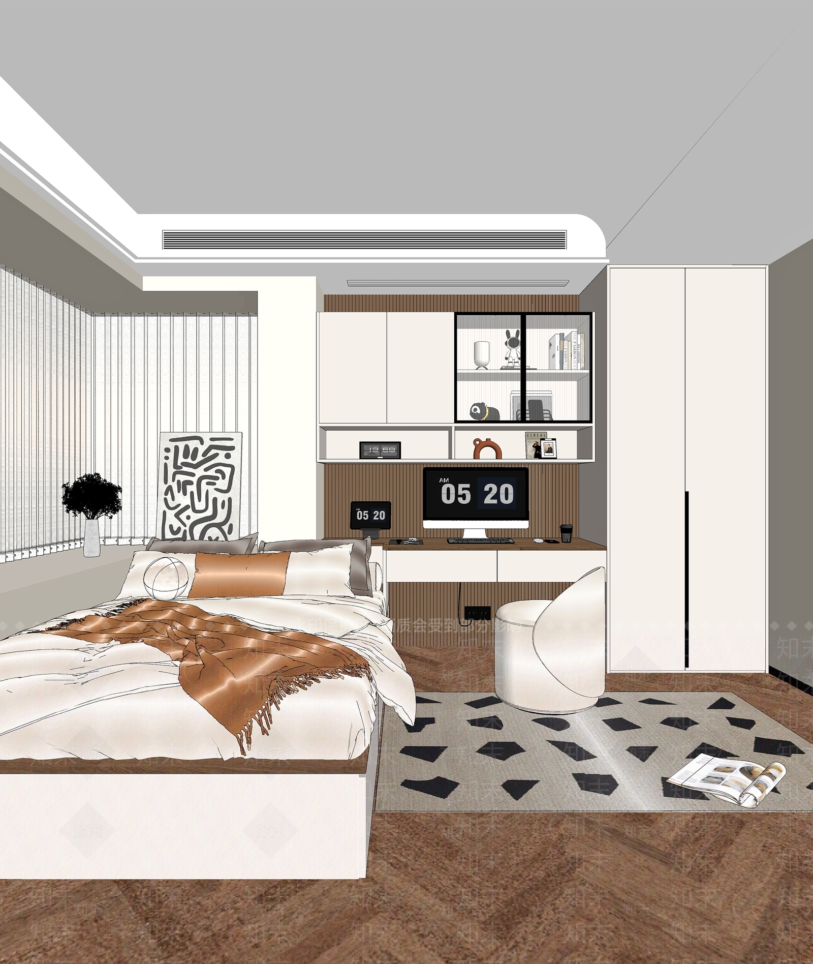 现代榻榻米卧室SU模型下载【ID:1134262791】
