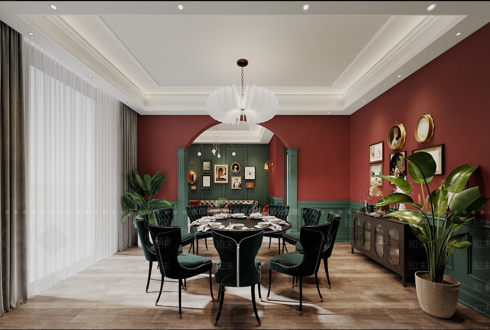 美式家居餐厅3D模型下载【ID:1221925797】