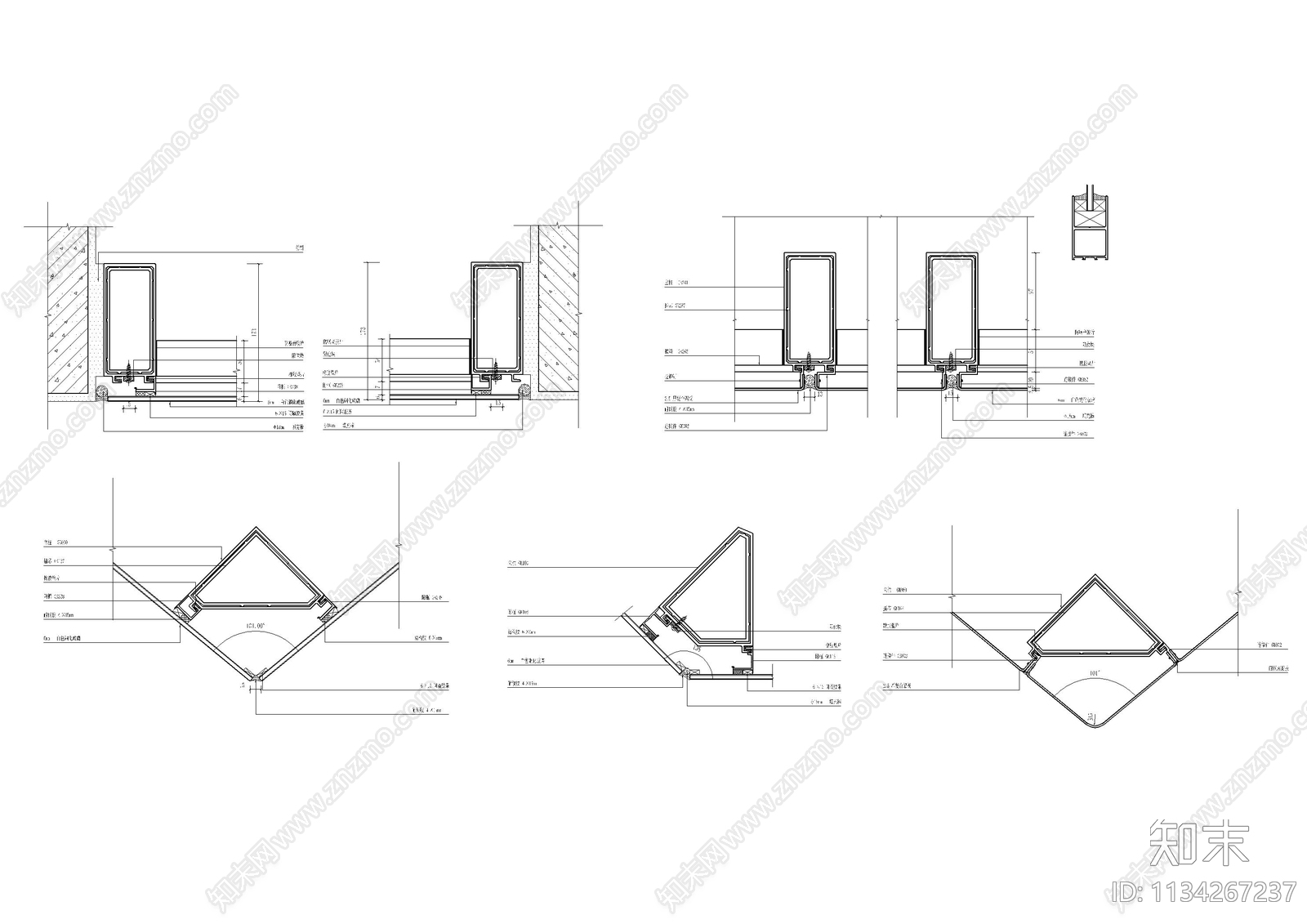 全玻璃挂钩式幕墙节点图施工图下载【ID:1134267237】