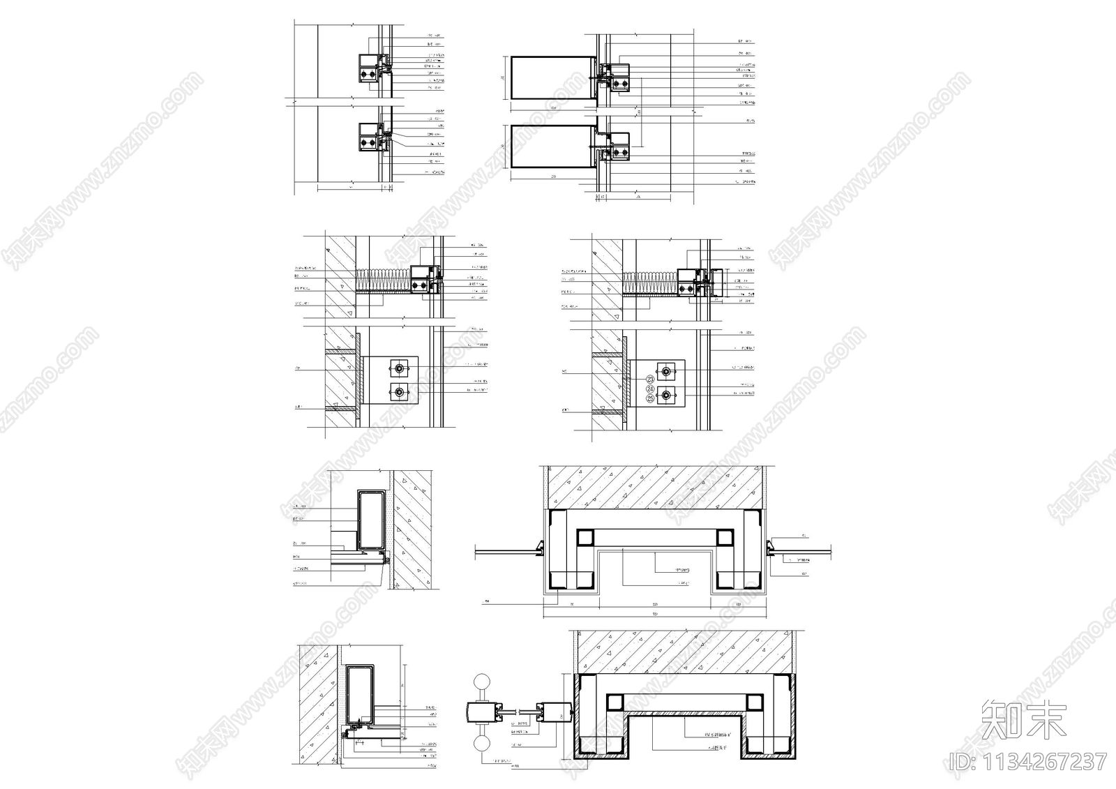 全玻璃挂钩式幕墙节点图施工图下载【ID:1134267237】