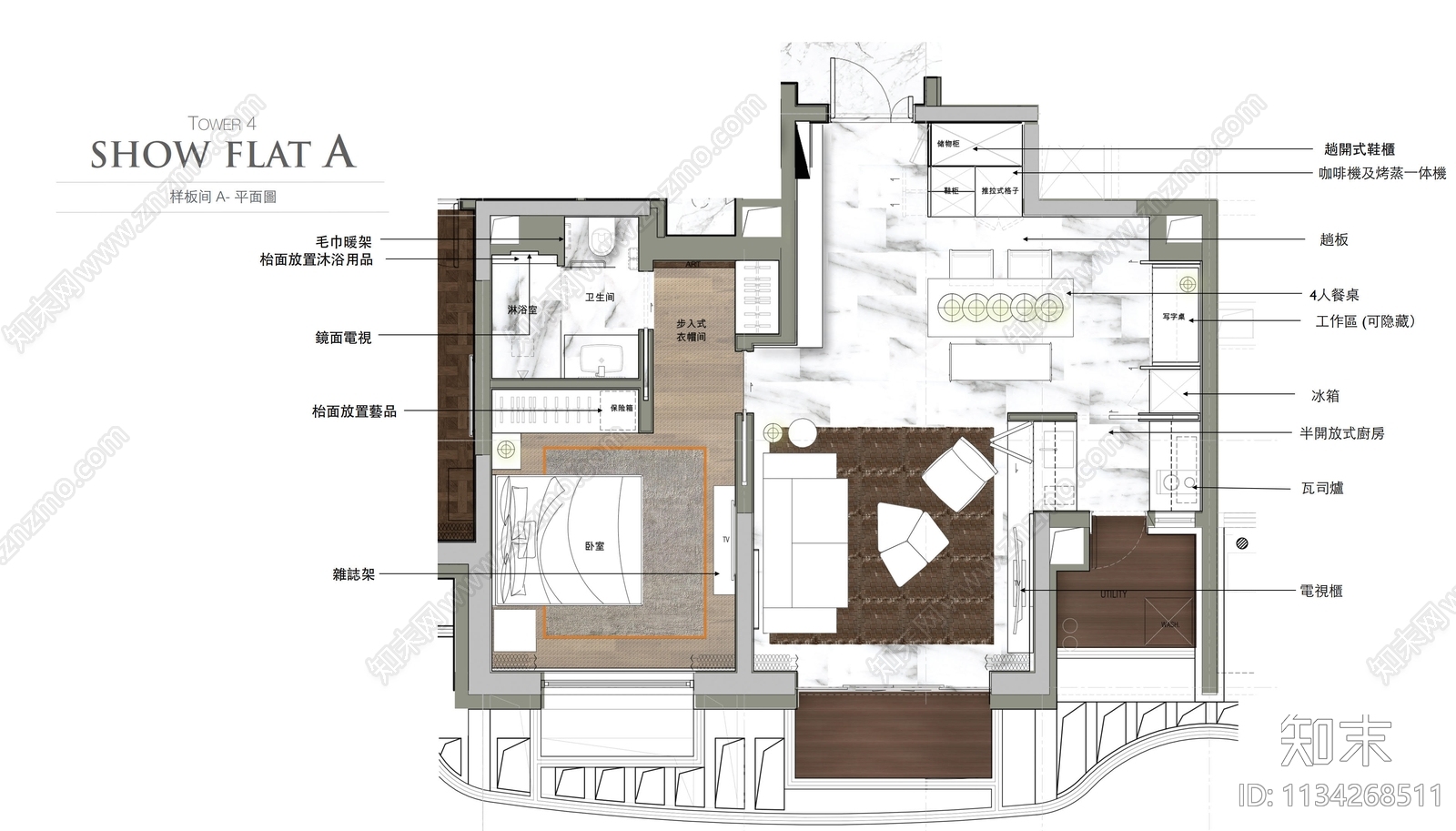 75㎡样板房室内cad施工图下载【ID:1134268511】