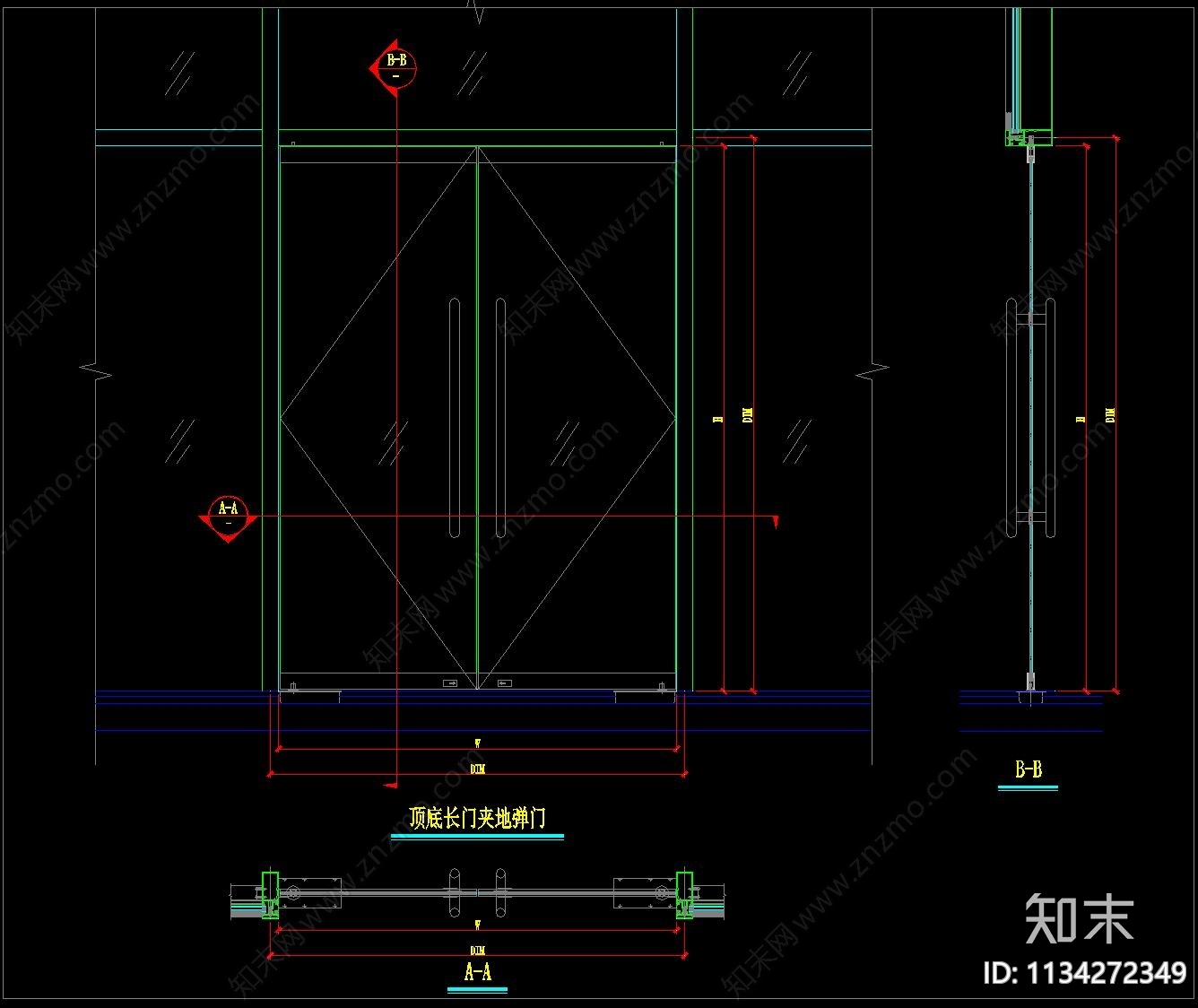 办公室玻璃门施工图下载【ID:1134272349】