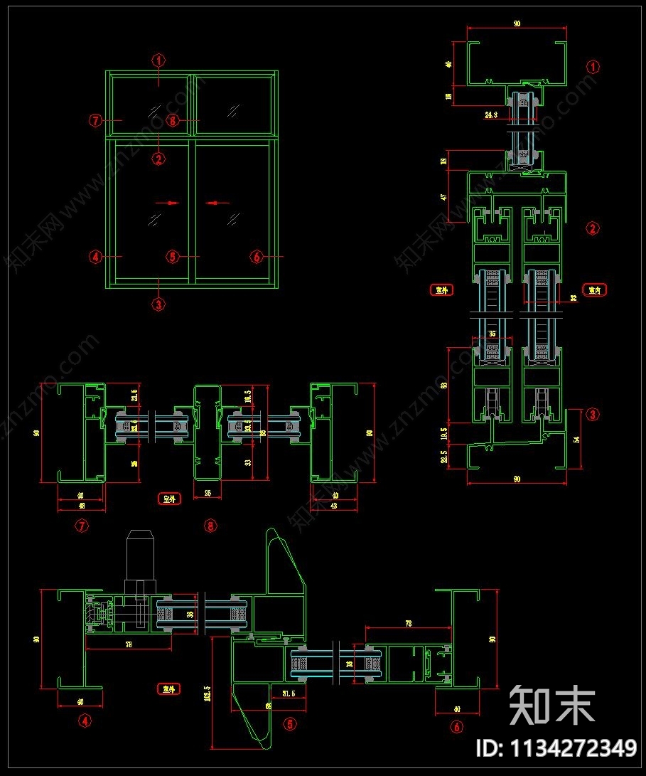 办公室玻璃门施工图下载【ID:1134272349】