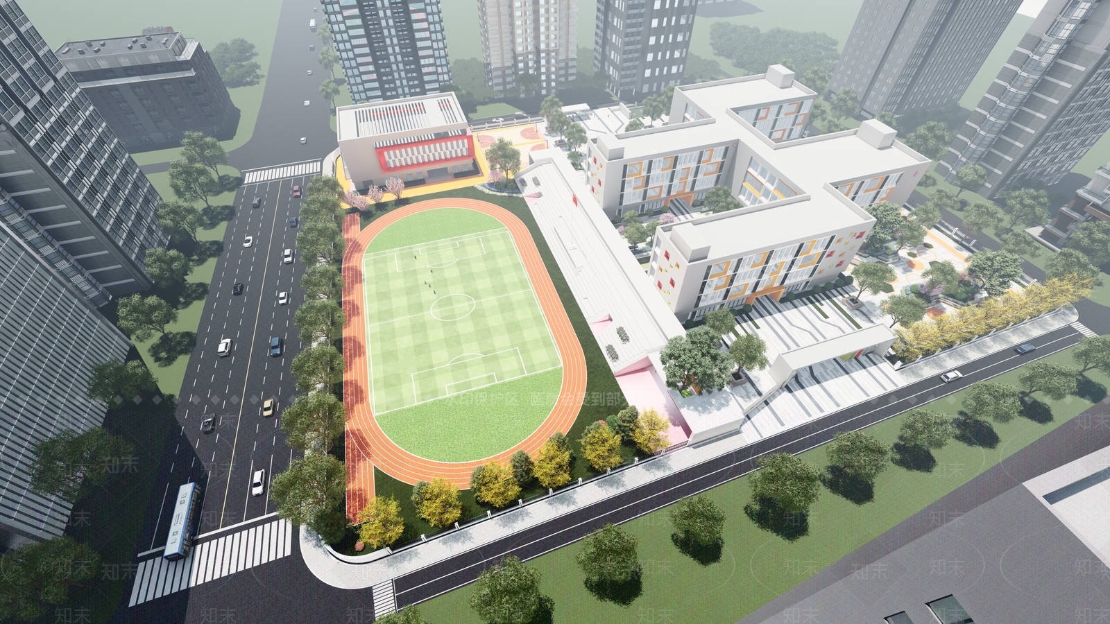 现代校园景观SU模型下载【ID:1134330178】