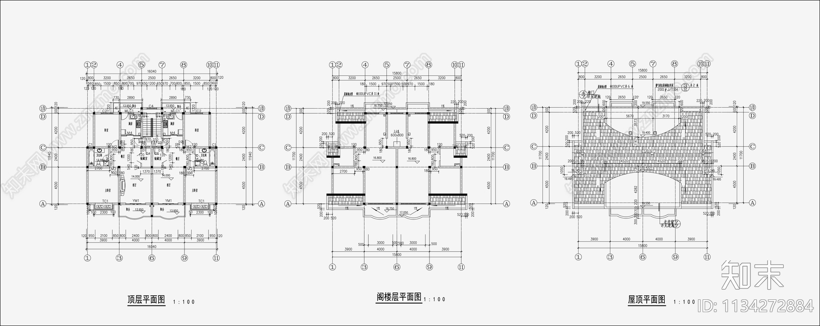 住宅区建筑建筑设计cad施工图下载【ID:1134272884】