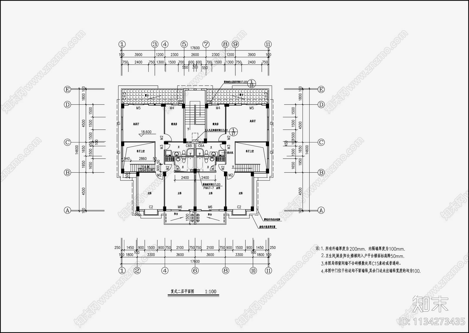 住宅区建筑设计cad施工图下载【ID:1134273435】