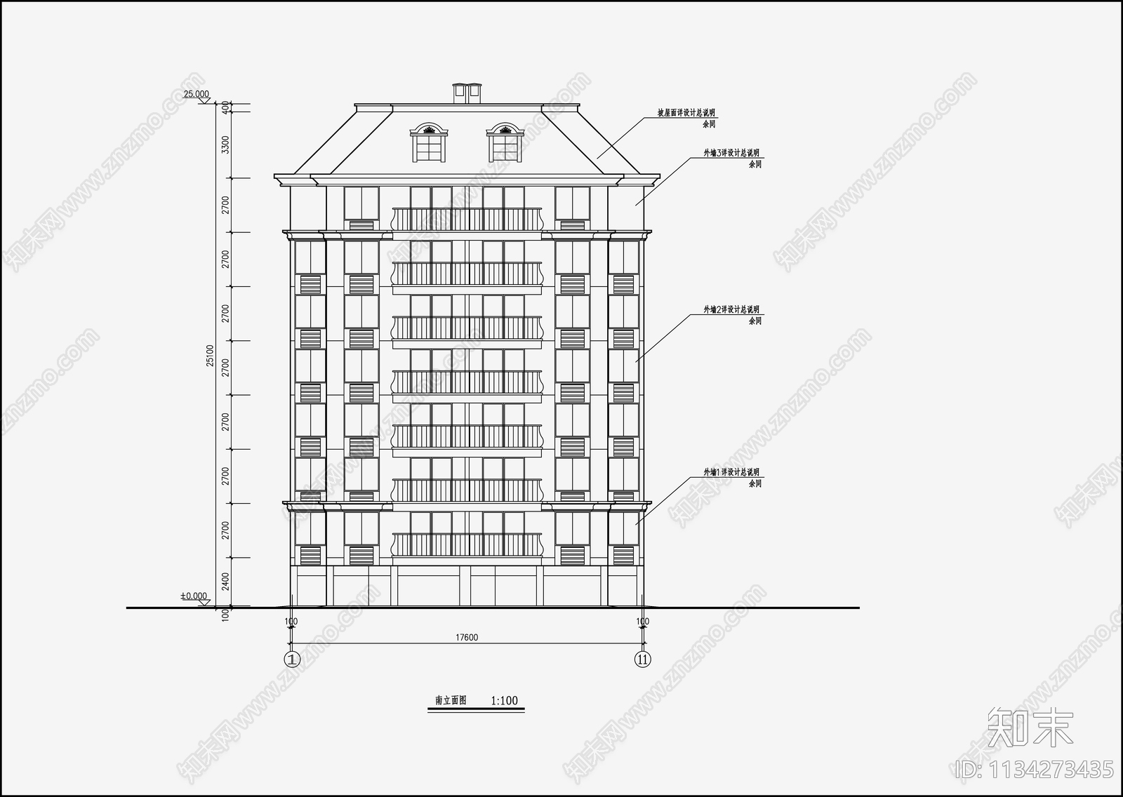 住宅区建筑设计cad施工图下载【ID:1134273435】