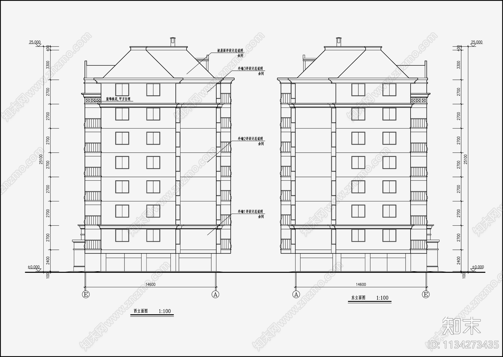 住宅区建筑设计cad施工图下载【ID:1134273435】