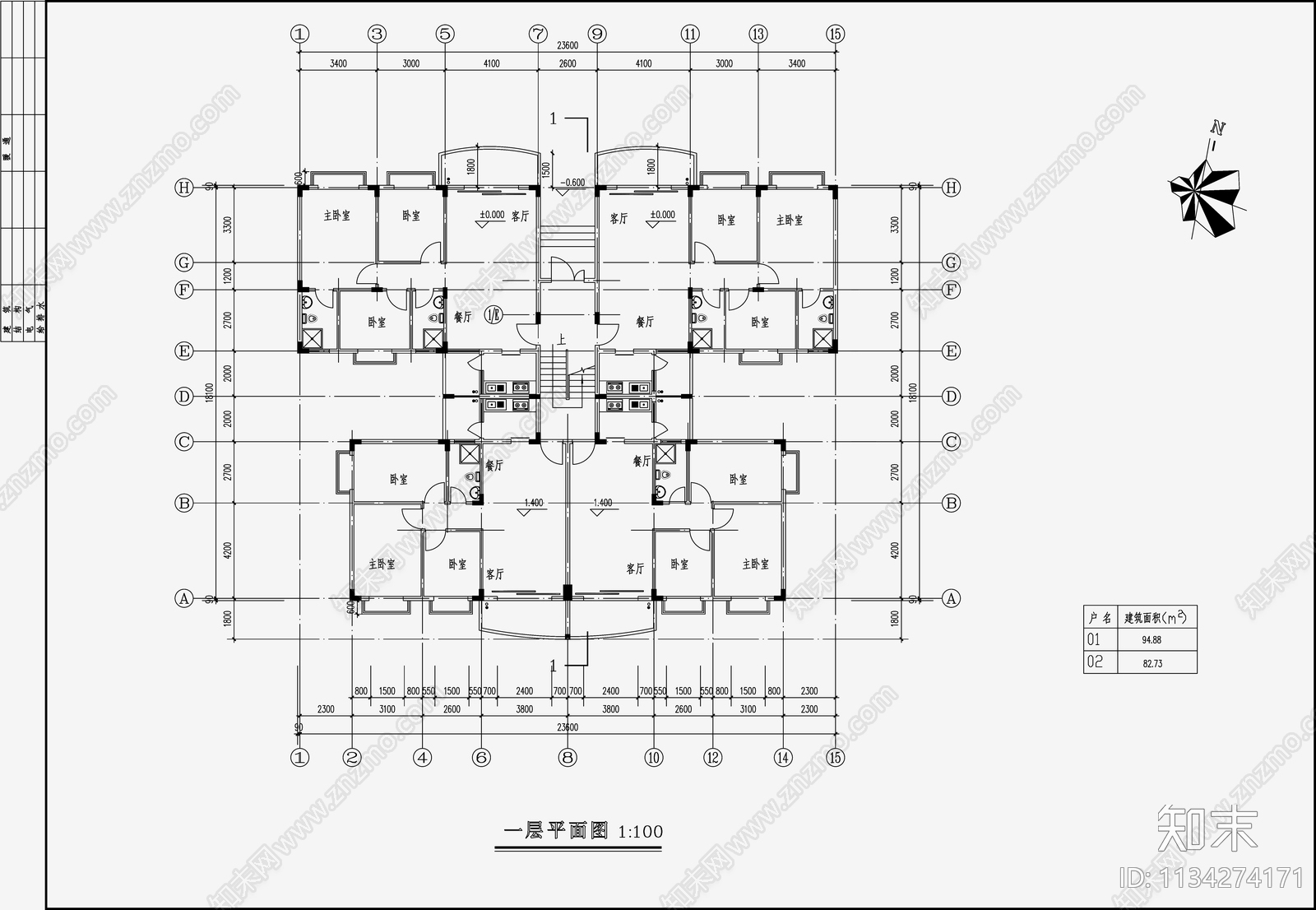 住宅区建筑设计cad施工图下载【ID:1134274171】