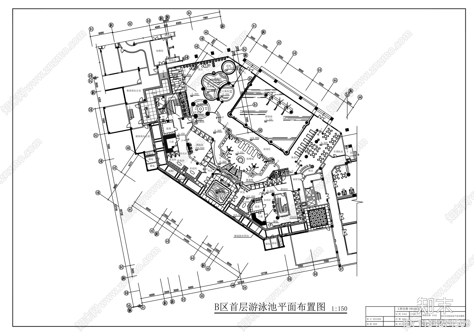 五星酒店cad施工图下载【ID:1134274509】