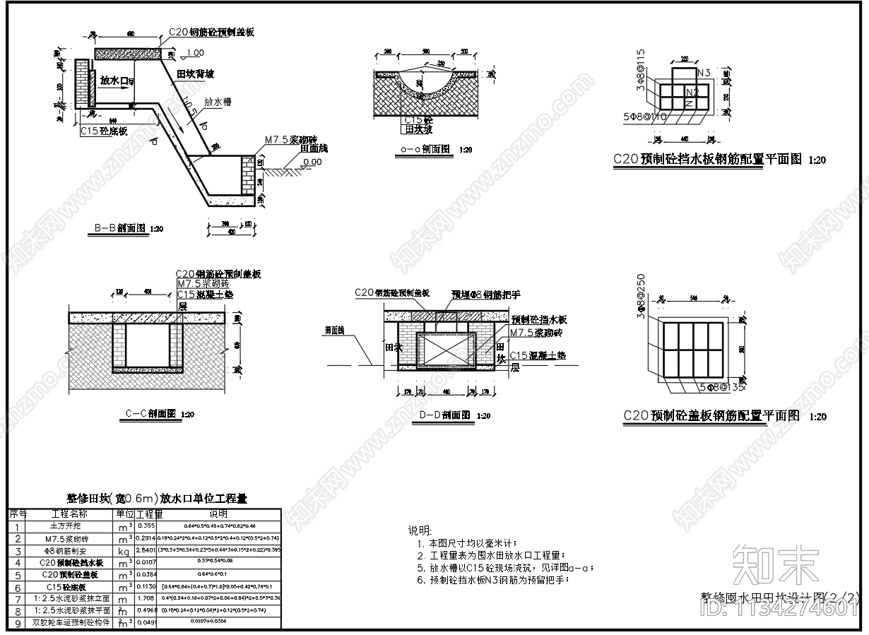 整修土地田坎平面剖面节点图施工图下载【ID:1134274601】