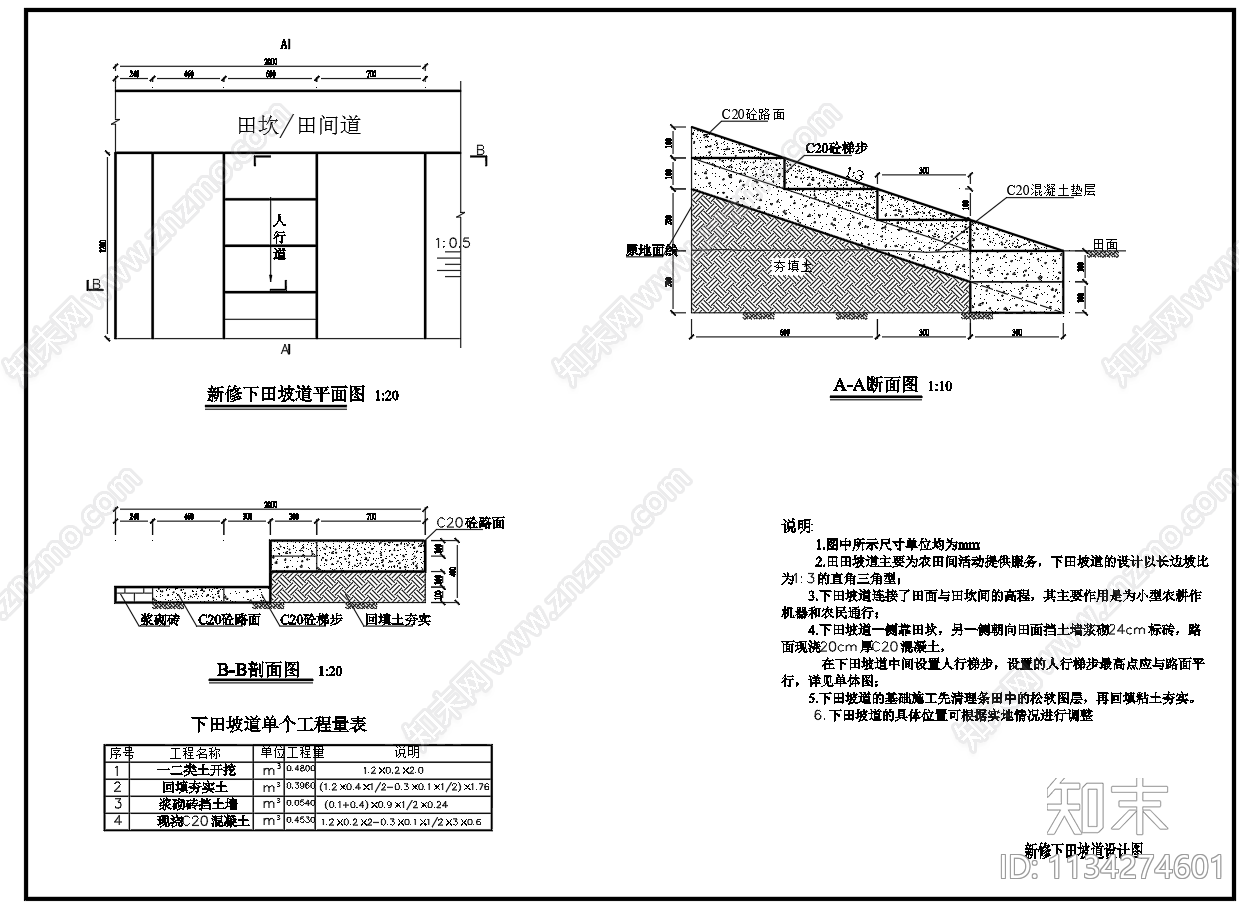 整修土地田坎平面剖面节点图施工图下载【ID:1134274601】