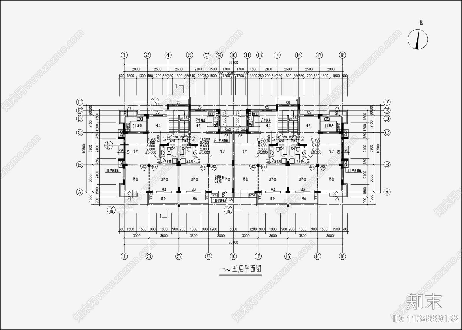 现代住宅建筑cad施工图下载【ID:1134339152】