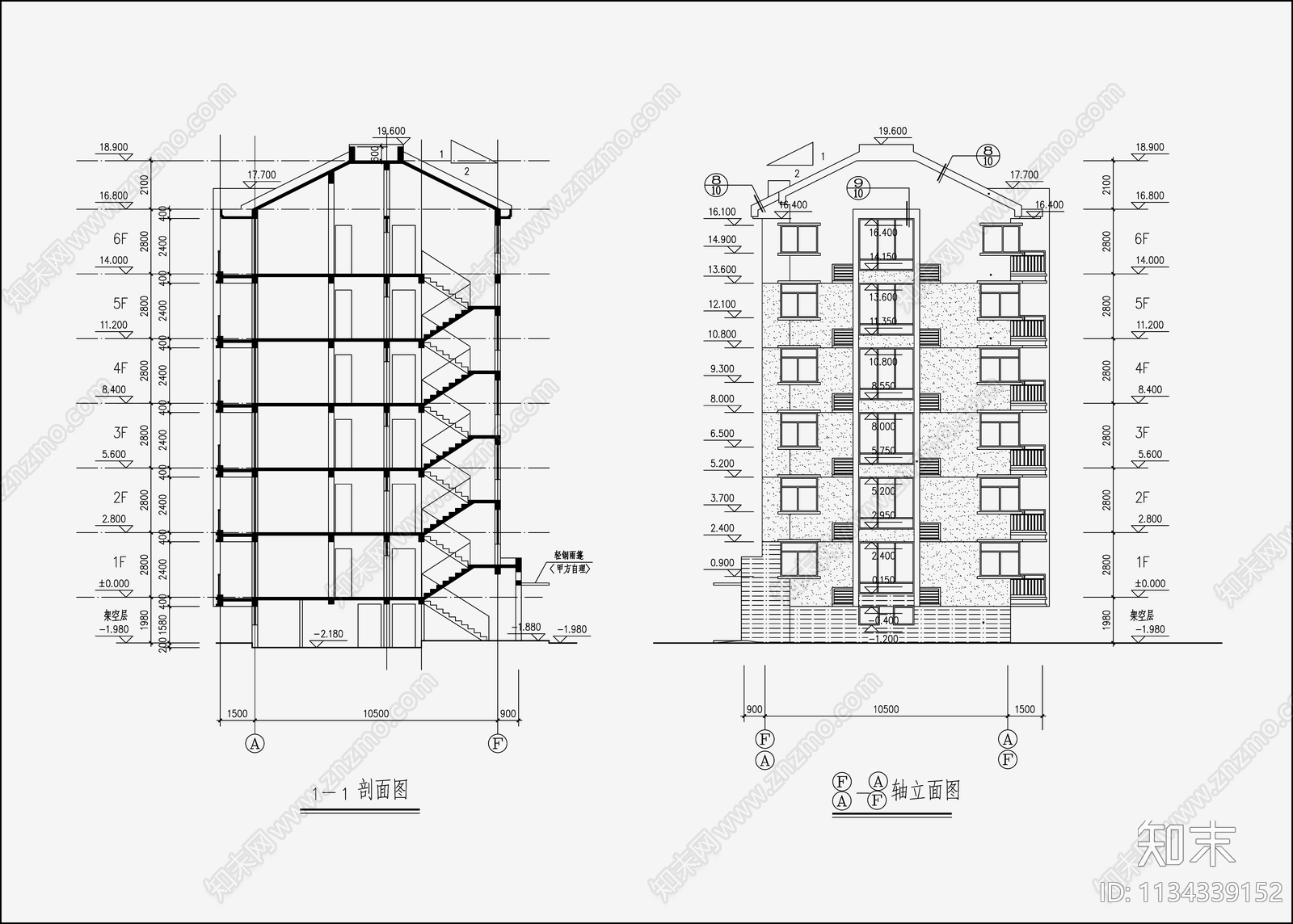 现代住宅建筑cad施工图下载【ID:1134339152】