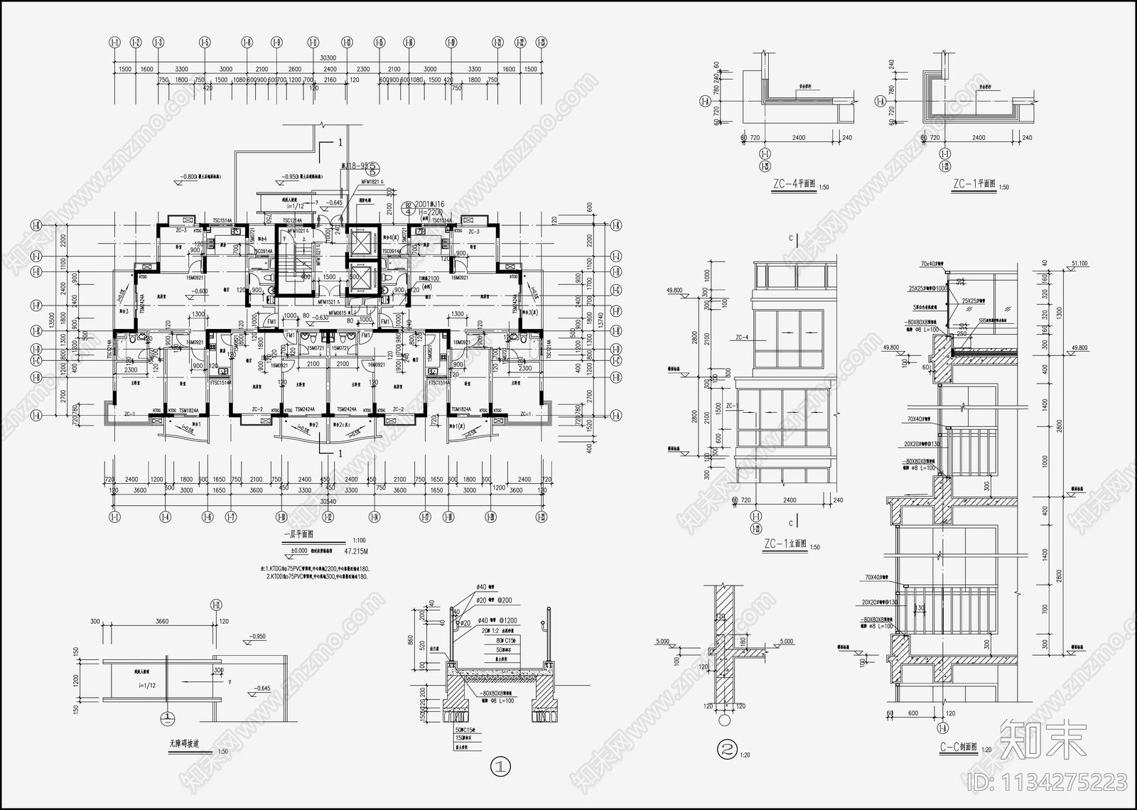 住宅区建筑设计cad施工图下载【ID:1134275223】