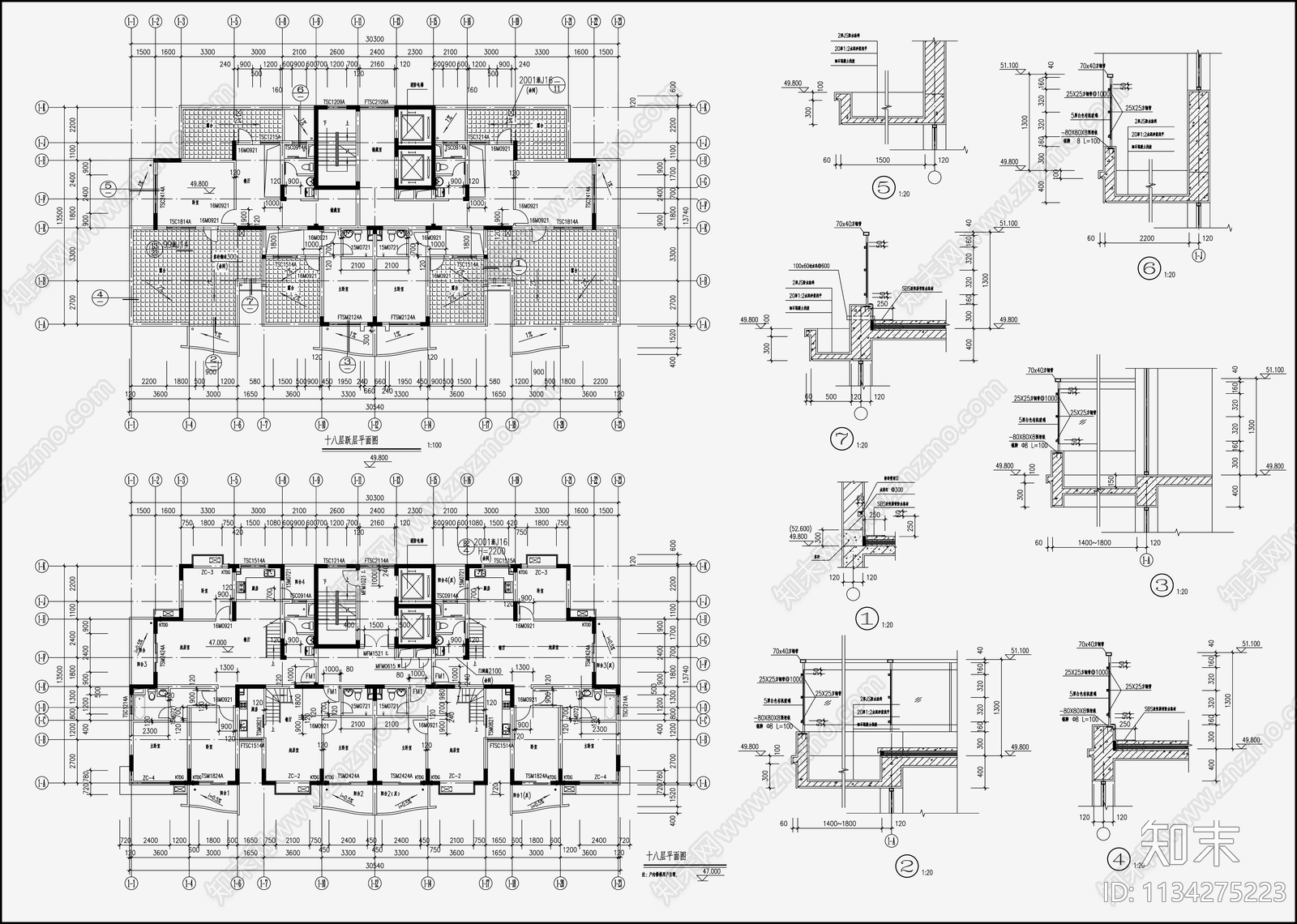 住宅区建筑设计cad施工图下载【ID:1134275223】