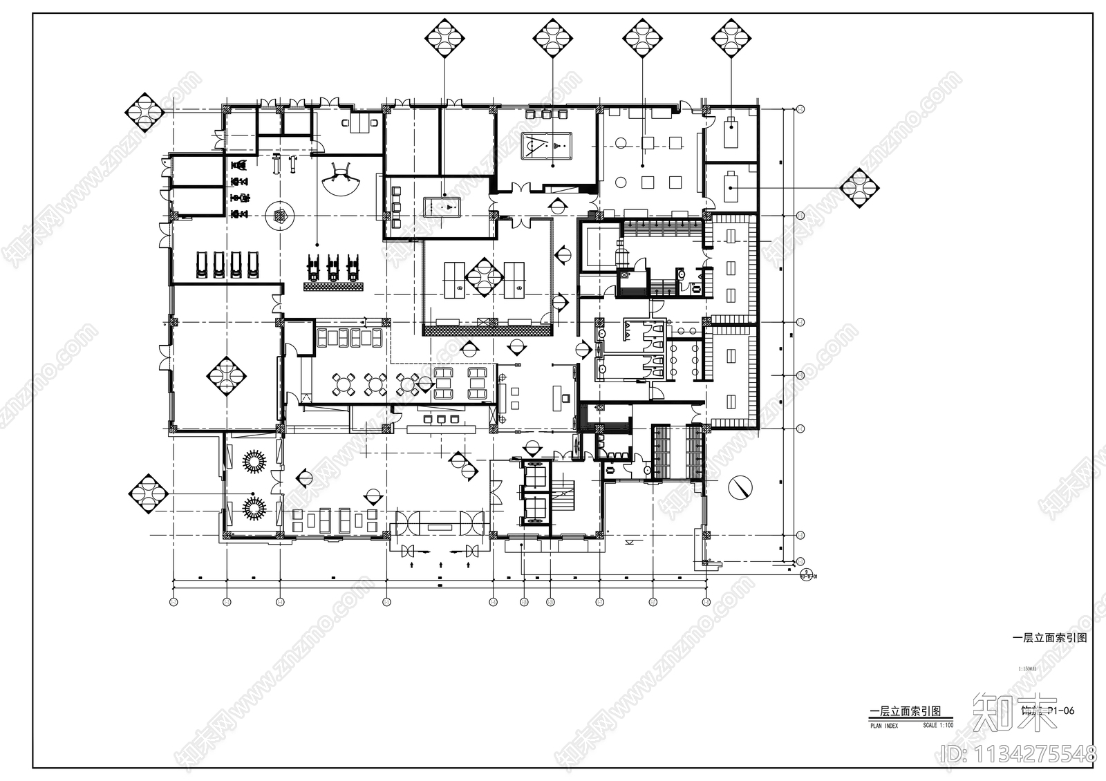 健身俱乐部cad施工图下载【ID:1134275548】
