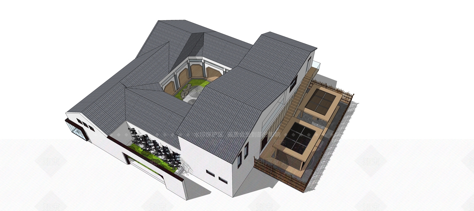 现代餐饮建筑SU模型草图