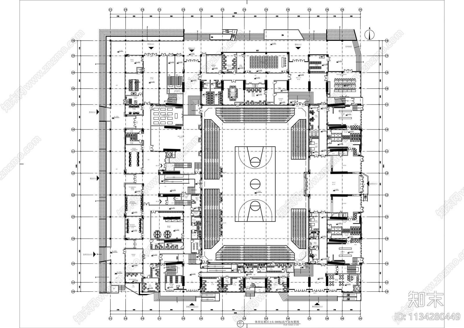 体育中心cad施工图下载【ID:1134280449】