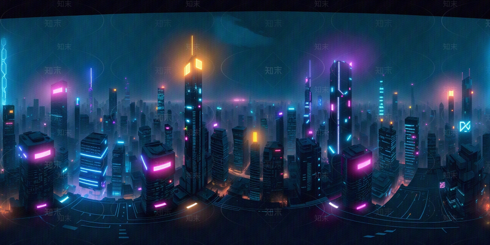 HDR赛博朋克夜晚场景贴图贴图下载【ID:1134285095】